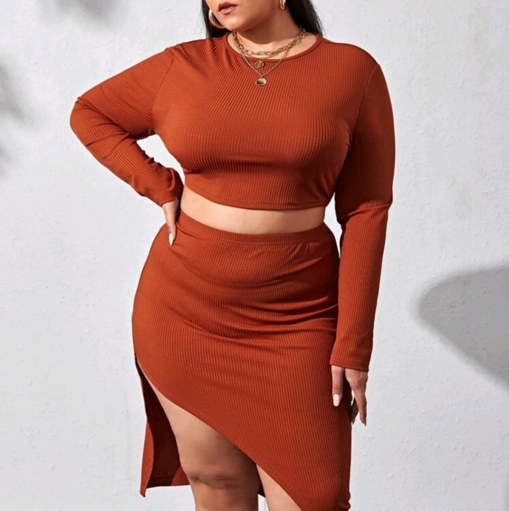 2 piece skirt and crop top set